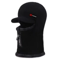 Passamontagna in maglia da uomo con fodera in pile, zip e visiera per calore antivento - 58-63CM Foderato In Pile Ispessito / Nero