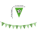 Green soccer themed triangular pennant banner showing flag dimensions for party decor - Soccer Pennant Banner