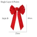 Fiocco di Natale rosso stile B con stelle dorate e motivi lunari per decoro, 40x25cm - Stile B Fiocco a Sei Punte