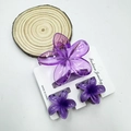 Three-piece purple frangipani hair claw set with transparent resin finish on card - Transparent Purple Set (including Cards)