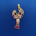 Detailed golden lobster pendant encrusted with colorful cubic zirconia crystals - Pave Colorful Zircon Lobster Style (723)