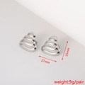 Detailed view of silver textured heart earrings with 27mm and 25mm dimensions and weight - Wave Pattern Heart (7#)