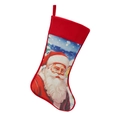 Classic red Christmas stocking featuring a realistic Santa Claus print with hanging loop - Christmas Santa Claus Stocking