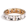 Macro view of geometric crystal bracelet with large square stones in gold settings - Clear Gold Base Style (CB0041QJ)