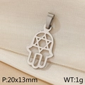 Silver stainless steel Hamsa hand pendant with cutout Star of David motif 20x13mm - Steel Color Hollow Star of David Style (KP100661-Z)
