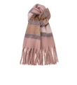Soft pink and grey plaid knit scarf with tassel fringe for autumn and winter warmth - Pink Set