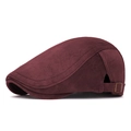 Adjustable men's vintage newsboy hat in burgundy suede finish with metal buckle - Suede / Burgundy