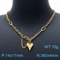 Zweilagige Edelstahlkette mit Herz- und Sternanhänger in elegantem goldfarbenem Design - Stil 1 (KN199930-KLX) / Gold