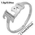 Adjustable silver zodiac ring with 'BAD' letter design and dimension measurements - Leo / Silver