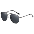 Classic polarized aviator sunglasses with a sleek gunmetal frame and dark grey lenses - Gunmetal Frame Black Lens