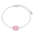 Elegante pulsera de plata esterlina S925 con circón rectangular rosa y esmalte - Plata 925 / Circonia Rosa Borde Rosa Rectángulo (DY150164-S-W-PK)