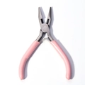 Mini stainless steel long nose jewelry pliers with pink handles for DIY handicraft - Smooth Needle Nose Pliers