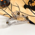 Spider web and cross spider pattern on a clear square acrylic hair claw clip - 8.5cm Transparent Square - Spider Webbing