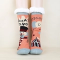 Chaussettes de Noël épaisses pour femmes avec motif bonhomme de neige et doublure polaire - Taille unique / Père Noël Rose Orange