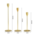 Three-piece set of gold minimalist metal candle holders in varying heights for weddings - Three-Piece Set / Bronze