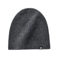 Gorro de punto de lana gris oscuro con textura de canalé y parche de logo redondo - Talla única / Gris Jaspeado Oscuro