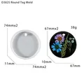 Macro view of round silicone mold D3825 for resin pendants with size and weight specs - D3825-Round Tag Mold
