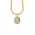 Golden butterfly necklace with abalone shell rose pendant on a sleek snake chain - Rose Flower Abalone Style (2#)