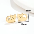 Pendientes de silueta de gato en acero inoxidable dorado con medidas de 8mm por 11mm - Gato Dorado