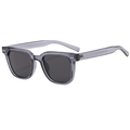 Modische runde Sonnenbrille in transparentem Grau mit dunkelgrauen Brillengläsern - C02 Transparente graue Sonnenbrille