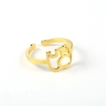 Adjustable open ring in golden finish featuring a hollow elephant design for women - Elephant Pattern / Gold