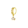 Macro shot of gold-plated nose ring with sparkling crown pendant and clear zircons - Crown Style - Gold (BH089-1)