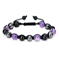 Triple protection bracelet with 8mm natural amethyst, hematite and black obsidian beads - Amethyst & Magnetite & Obsidian