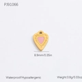 Pink heart pendant in 18K gold plated stainless steel with 8.9mm width dimensions - PJ91066 Gold Pink Heart Mini Pendant
