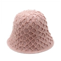 Pink knit bucket hat for women with breathable hollow fish scale crochet patterns - Fish Scale Crochet Style / Pink