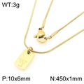 18K goud vergulde rvs slangenketting met een vierkante hanger gegraveerd met de letter Y - Gouden Letter Y (KN293451-Z)