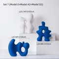 Abstract white and Klein blue sculpture set, minimalist matte home decor set of three - Artificial Rockery Ornament Set 7