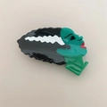 Dettaglio del fermaglio creativo per capelli Sposa di Frankenstein in acetato verde e nero - Stile della sposa di Frankenstein