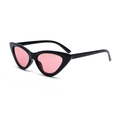Gafas de sol retro de ojo de gato con montura negra y lentes rosa traslúcidas - Marco Negro Lente Rosa