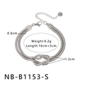 Dettaglio del bracciale a nodo in catena snake argento con misure di 0,6cm di larghezza - Bracciale a Nodo Argento (NB-B1153-S)