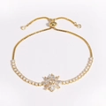Détail du bracelet ajustable plaqué or avec pendentif fleur orné de zircons cubiques - Style de Fleur à Huit Pétales (Or 11)