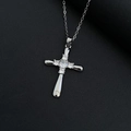 Collana a croce argento con pendente in zirconi rosa micro-incastonati - Croce Argento J309