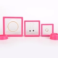 Pink PE film floating jewelry display box set with round stands in three sizes - 70*70*20mm / Rose Red