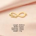 Detailed view of Jesus infinity connector in gold stainless steel with exact measurements - Gold Color Side Double Hole