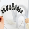 Silver crown headband featuring raw black natural crystals and detailed moon pendant - Black