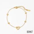 Goldenes Edelstahl-Armband mit hohlen und massiven Herzanhängern für Damen - Hohlherz-Stil / Goldenes Armband (KD967)