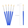 Set di 5 pennelli in nylon blu per bambini con setole arancioni e segni di dimensione - 10.5cm Pennello Tondo Senza Custodia / Blu