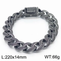 Retro spotted vintage stainless steel cuban link bracelet for men with box clasp - Antique Black (KB169332-KJX)