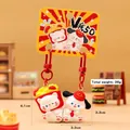 Cute resin magnetic keychain set with french fries cat and tie dog cartoon figures - Magnetic - French Fries Cat and Dog Pun / SKU Price for One Pair