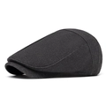 Gorra plana clásica gris oscuro con textura de sarga detallada y estilo retro británico - Gris