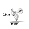 Labret-piercing van roestvrij staal met marquise CZ-vlinder, maat 0,8 cm x 0,4 cm - Vlindervleugel Stijl (2630-2#) / Zilver