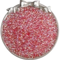 Pink transparent iridescent glass beads displayed in a silver tray for DIY jewelry making - Style 37 4mm Red (110pcs)
