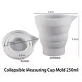 Taza medidora plegable de silicona blanca 250ml para DIY, abierta y comprimida - Taza medidora plegable de 250 ml