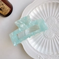 Elegant mint green marble square acetate hair claw clip with translucent cloud pattern - Aqua Blue 10.5cm
