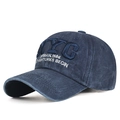 Casquette de baseball rétro bleu marine délavé avec broderie NYC et visière courbée - Bleu marine / Réglable