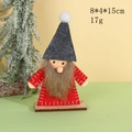 Gnomo de Navidad con túnica roja y gorro gris sobre base de madera, altura de 15cm - Sombrero Negro Cuerpo Rojo
